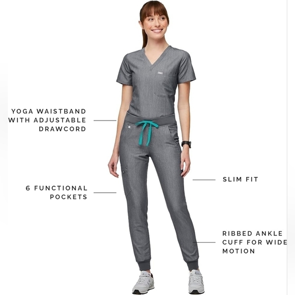 FIGS Gray Zamora Jogger Style Scrub Pants for Women, size Large - Picture 7 of 15